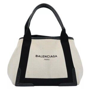 AUTHENTICITY GUARANTEED BALENCIAGA Tote Bag Canvas White Black
